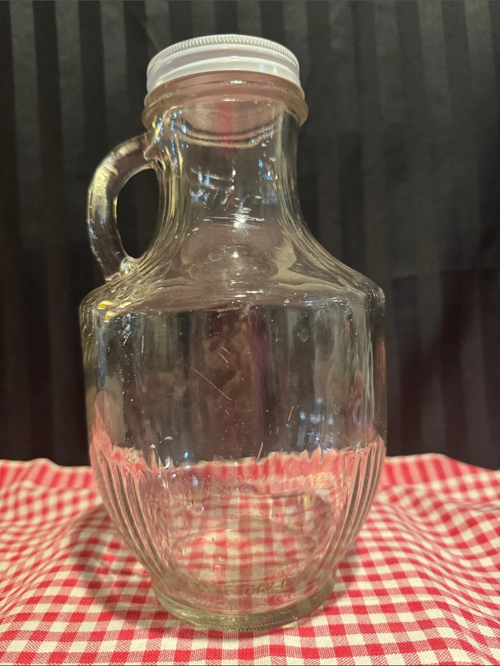 Vintage 'Speas U-Sav-It' Glass Pitcher with White Screw Cap